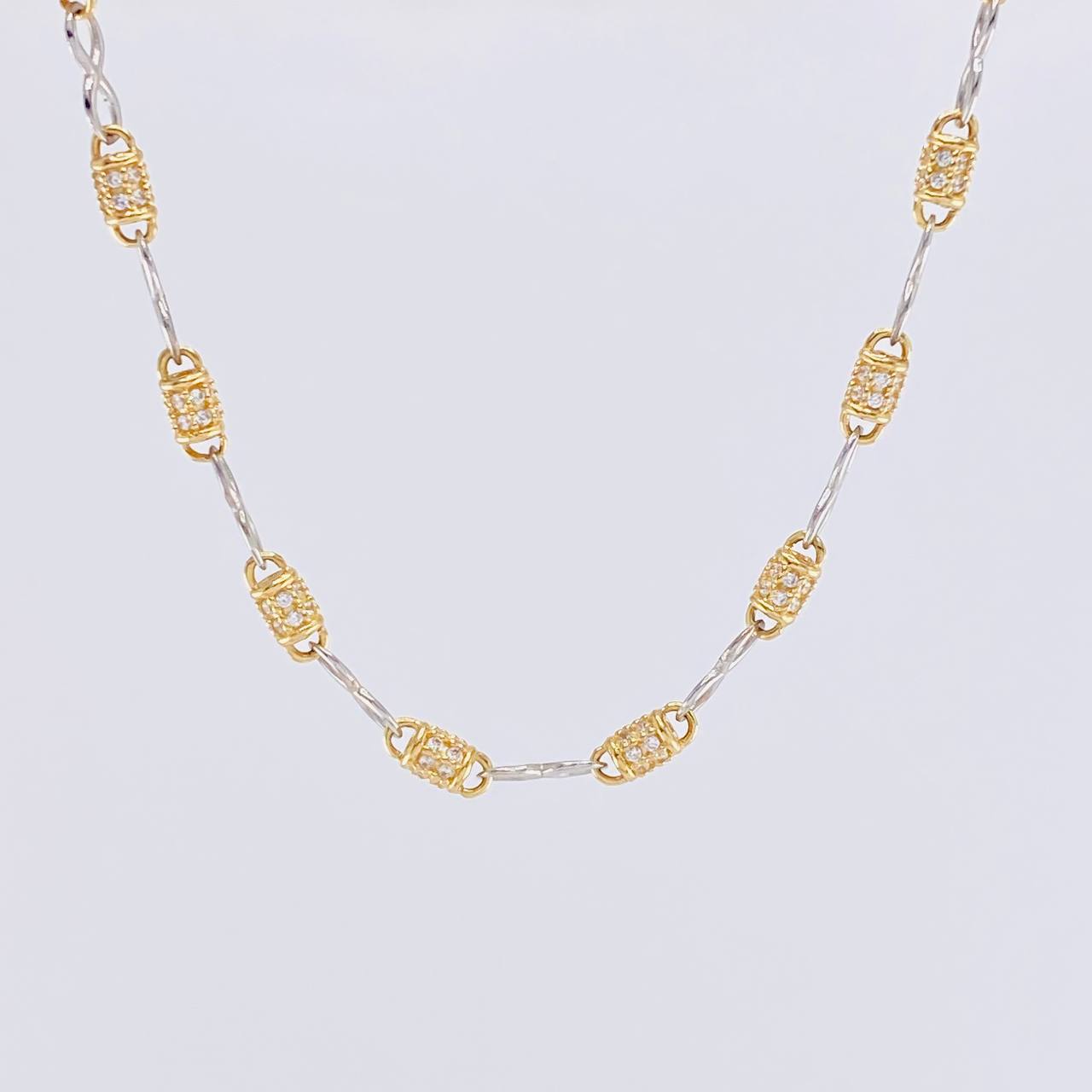 Cadena Rustica Infinito Barril 20g / 65.8cm / 3.4mm Dos Oros Amarillo Blanco 18K