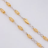 Cadena Rustica Infinito Barril 20g / 65.8cm / 3.4mm Dos Oros Amarillo Blanco 18K
