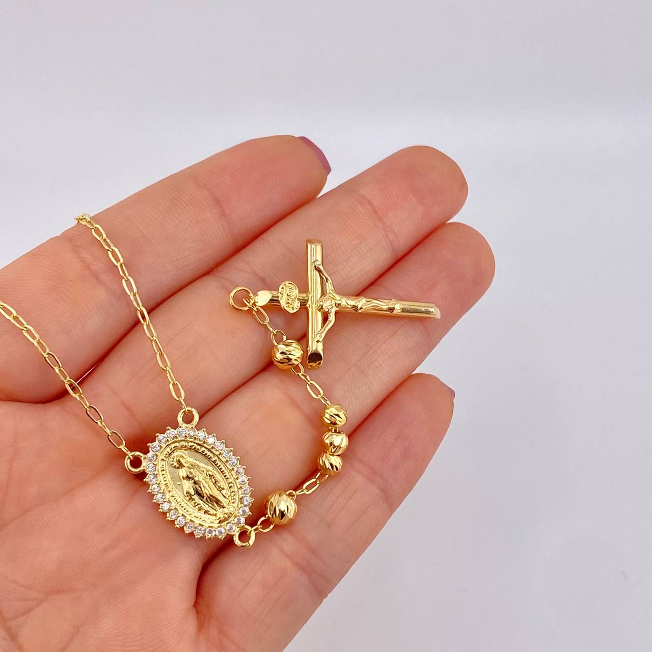 Rosario Virgen Milagrosa 10.85g / 52cm / 4mm Oro Amarillo 18K