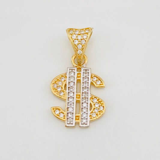 Dije Signo Peso 1.9g / 2.2cm Dos Oros Amarillo Blanco 18K