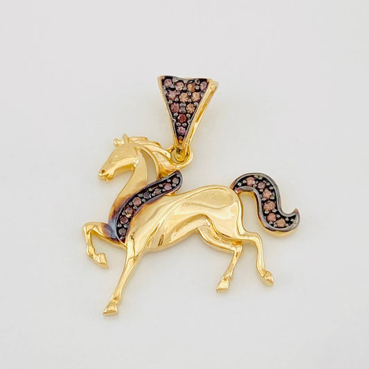 Dije Caballo 2.35g / 2.6cm Dos Oros Negro Amarillo 18K