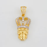 Dije Calavera Corona 4.2g / 3cm Dos Oros Amarillo Blanco 18K
