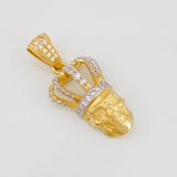 Dije Calavera Corona 4.2g / 3cm Dos Oros Amarillo Blanco 18K