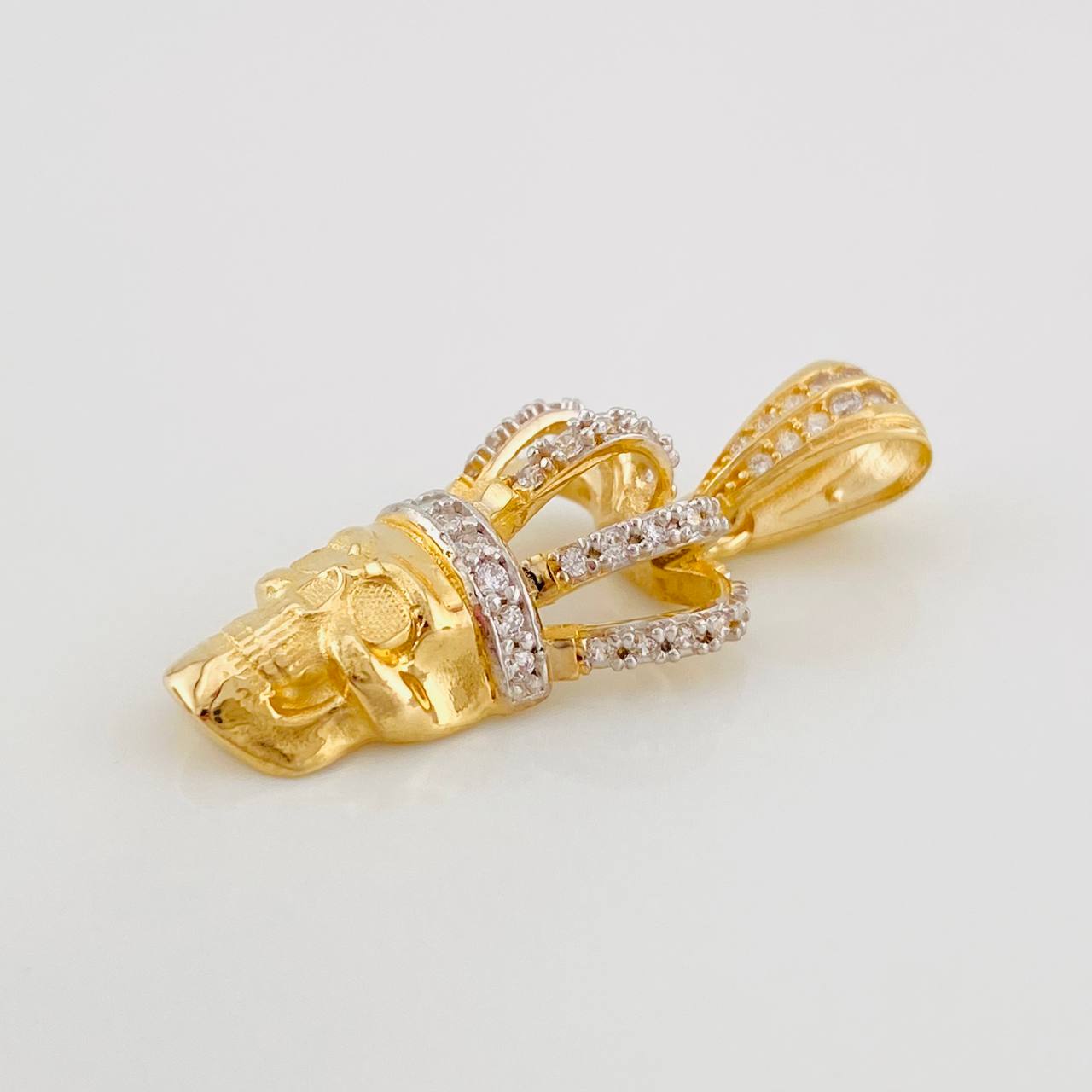 Dije Calavera Corona 4.2g / 3cm Dos Oros Amarillo Blanco 18K