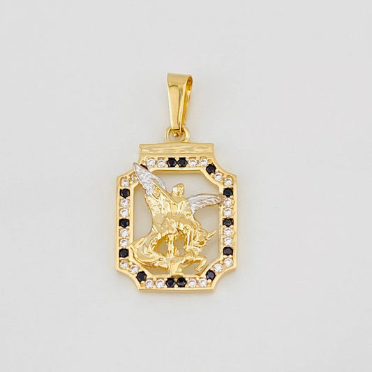 Dije San Miguel Arcangel 2g / 2.6cm Dos Oros Amarillo Blanco 18K