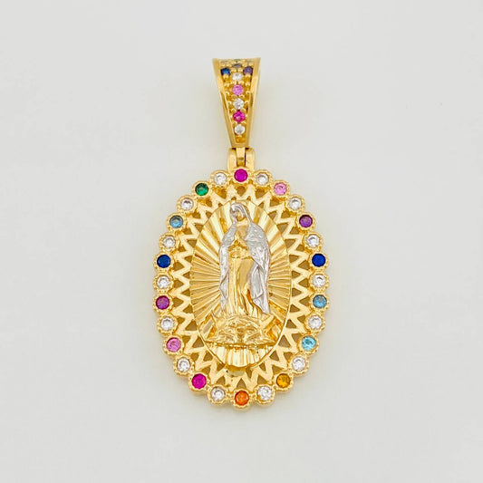 Dije Virgen de Guadalupe 4.5g / 3.3cm Dos Oros Amarillo Blanco 18K