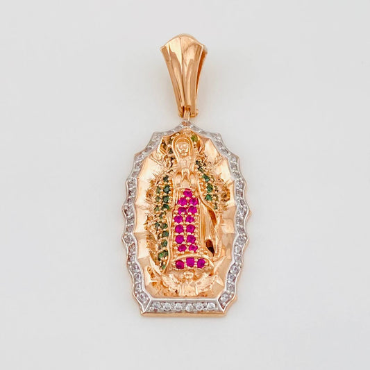 Dije Virgen de Guadalupe 5.7g / 3.6cm Dos Oros Blanco Rosa 18K