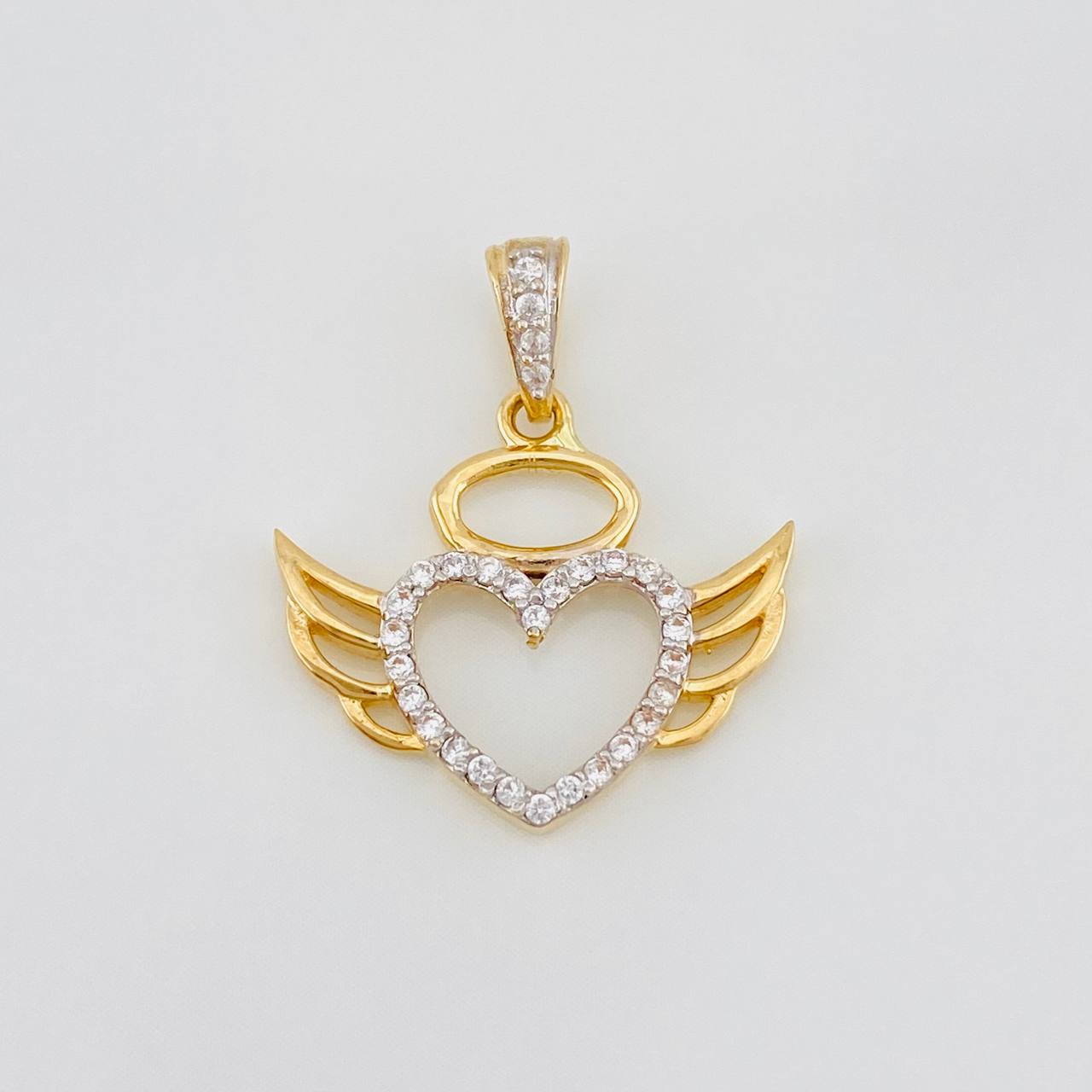 Dije Corazón Alas 1.45g / 2cm Dos Oros Amarillo Blanco 18K