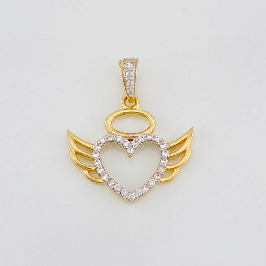 Dije Corazón Alas 1.45g / 2cm Dos Oros Amarillo Blanco 18K