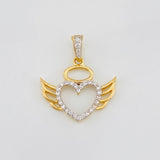 Dije Corazón Alas 1.45g / 2cm Dos Oros Amarillo Blanco 18K