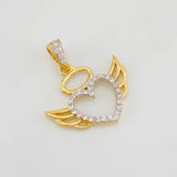 Dije Corazón Alas 1.45g / 2cm Dos Oros Amarillo Blanco 18K