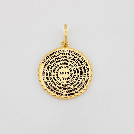 Dije Placa Padre Nuestro 3.8g / 2.8cm Oro Amarillo 18K