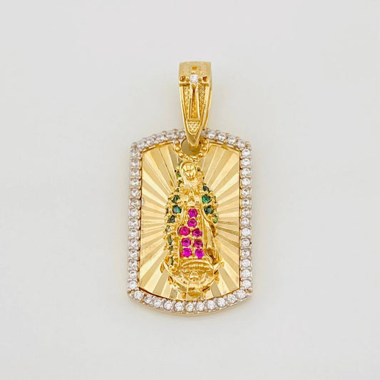 Dije Virgen de Guadalupe 4.3g / 2.9cm Dos Oros Amarillo Blanco 18K