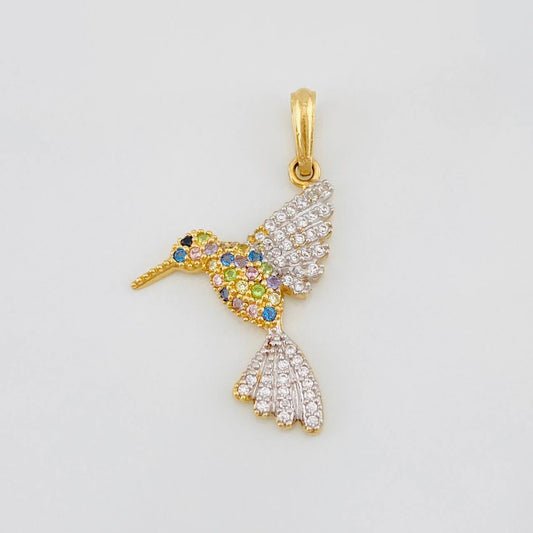 Dije Colibrí 1.95g / 3cm Dos Oros Amarillo Blanco 18K