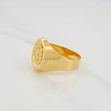 Anillo Sello Bordeado San Benito 3.70g / T10 Oro Amarillo 18K