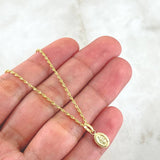 Set Cadena Lazo 1gr / 50cm / 1.2mm + Dije Virgen Milagrosa 0.35gr / 1.5cm / 1.35gr Oro Amarillo 18K (Oferta)