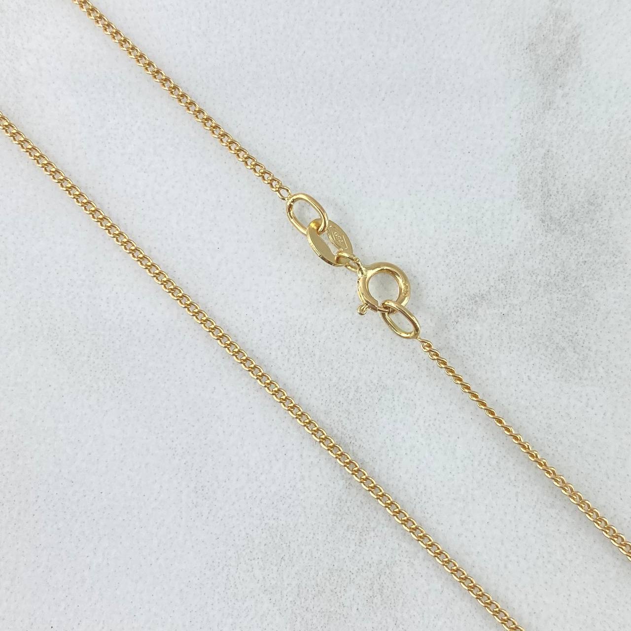 Cadena Mini Cubana 1.25gr / 60cm / 1mm + Dije Virgen Milagrosa 0.25gr / 1.3cm Oro Amarillo