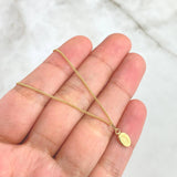 Cadena Mini Cubana 1.25gr / 60cm / 1mm + Dije Virgen Milagrosa 0.25gr / 1.3cm Oro Amarillo