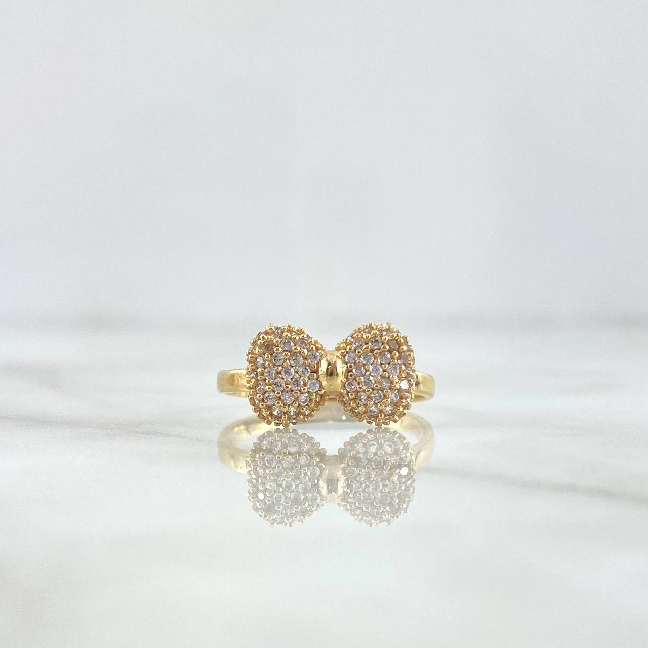 Anillo Moño Basteado 2.45gr / T6 /1/4 / Circones Blanco Oro Amarillo