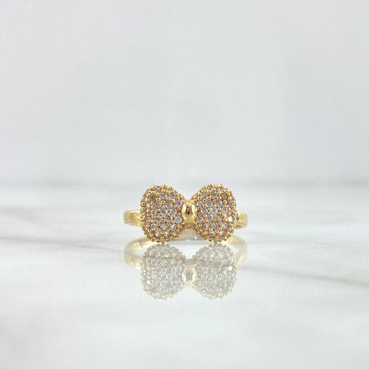 Anillo Moño Basteado 2.45gr / T6 /1/4 / Circones Blanco Oro Amarillo
