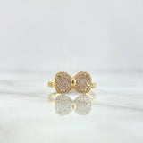 Anillo Moño Basteado 2.45gr / T6 /1/4 / Circones Blanco Oro Amarillo