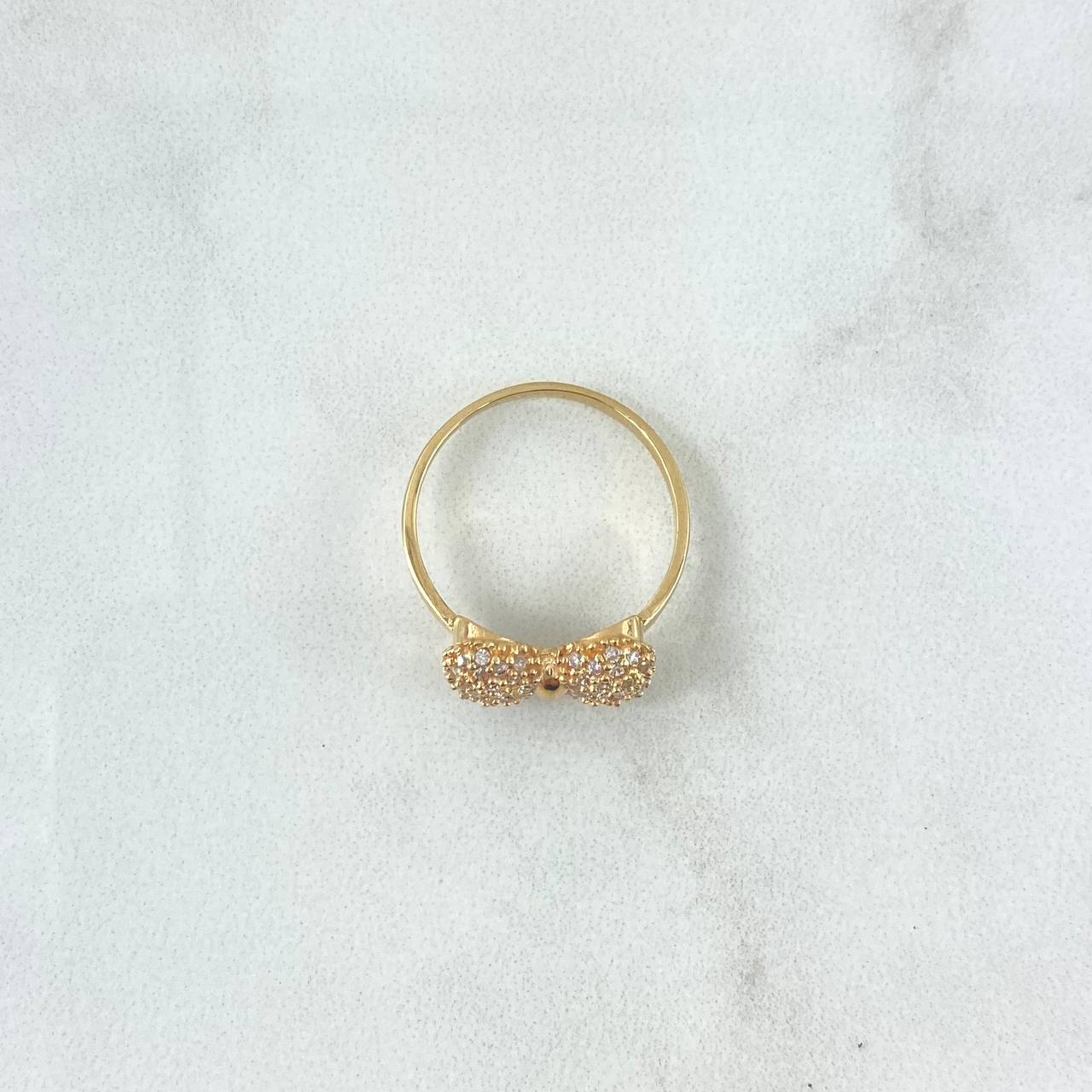 Anillo Moño Basteado 2.45gr / T6 /1/4 / Circones Blanco Oro Amarillo