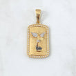 Dije Placa San Miguel Arcángel 11.45gr / 4.6cm Circones Blancos Tres Oros *