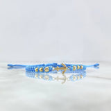 Pulsera Celeste Ancla 0.75gr / 4mm-3mm Bolas Lisas Diamantadas 6 und Oro Amarillo ©