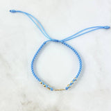 Pulsera Celeste Ancla 0.75gr / 4mm-3mm Bolas Lisas Diamantadas 6 und Oro Amarillo ©