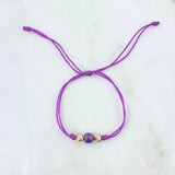 Pulsera Morada Bola Deseos 0.45gr / 5mm Bolas Diamantadas 2 und Oro Amarillo ©