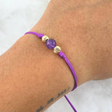 Pulsera Morada Bola Deseos 0.45gr / 5mm Bolas Diamantadas 2 und Oro Amarillo ©