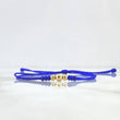 Pulsera Azul Trio Disimil 0.25gr / 4mm-3mm Bolas Lisas 3 und Oro Amarillo ©