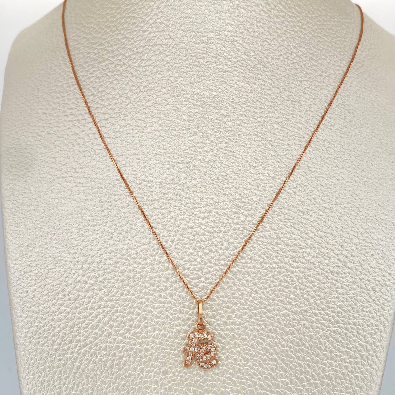 Set Cadena y Dije Veneciana + Fe 2gr / 0.55mm Oro Rosa 18K (Oferta) &