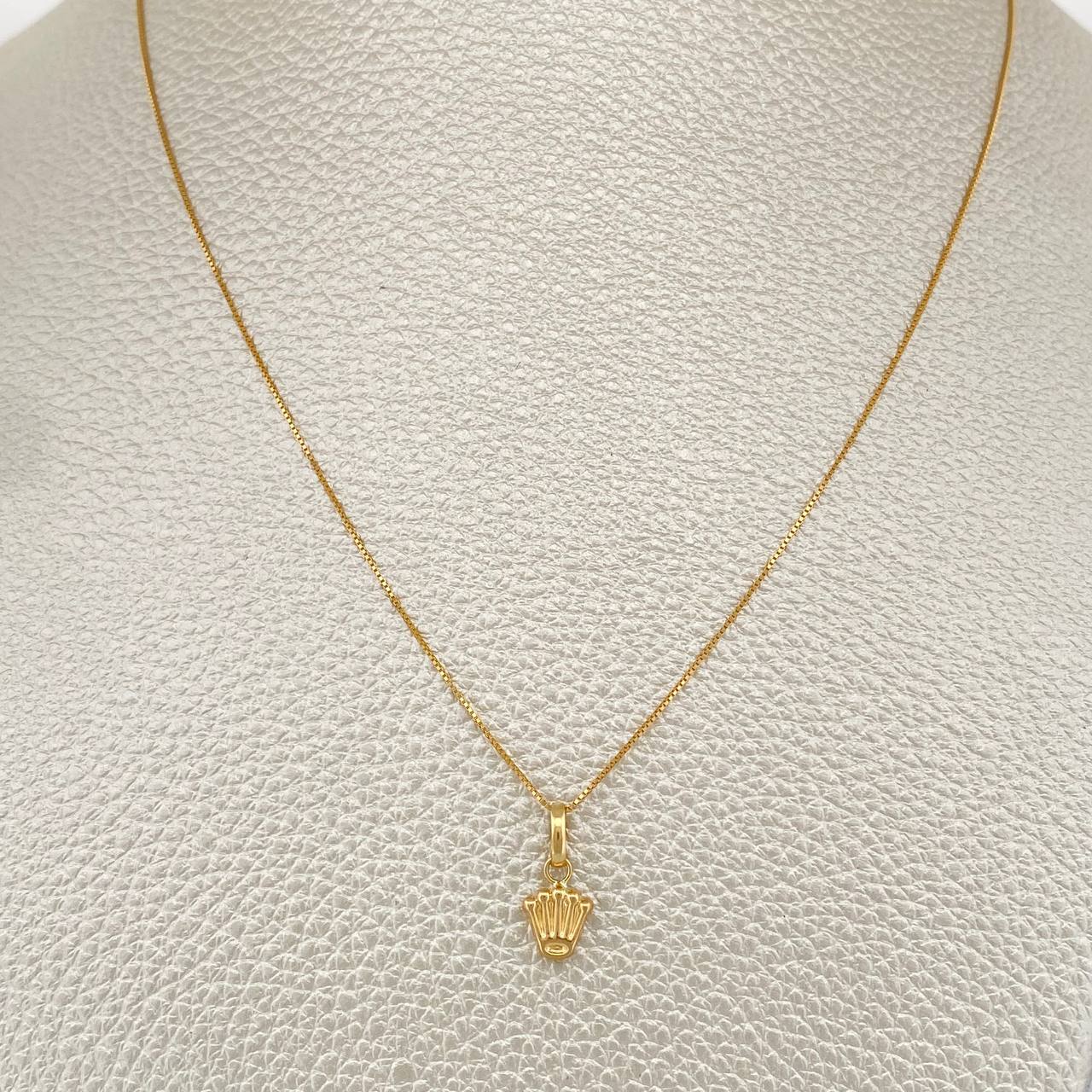 Set Cadena y Dije Veneciana + Corona Rx 1.25gr / 0.55mm Oro Amarillo 18K (Oferta) &