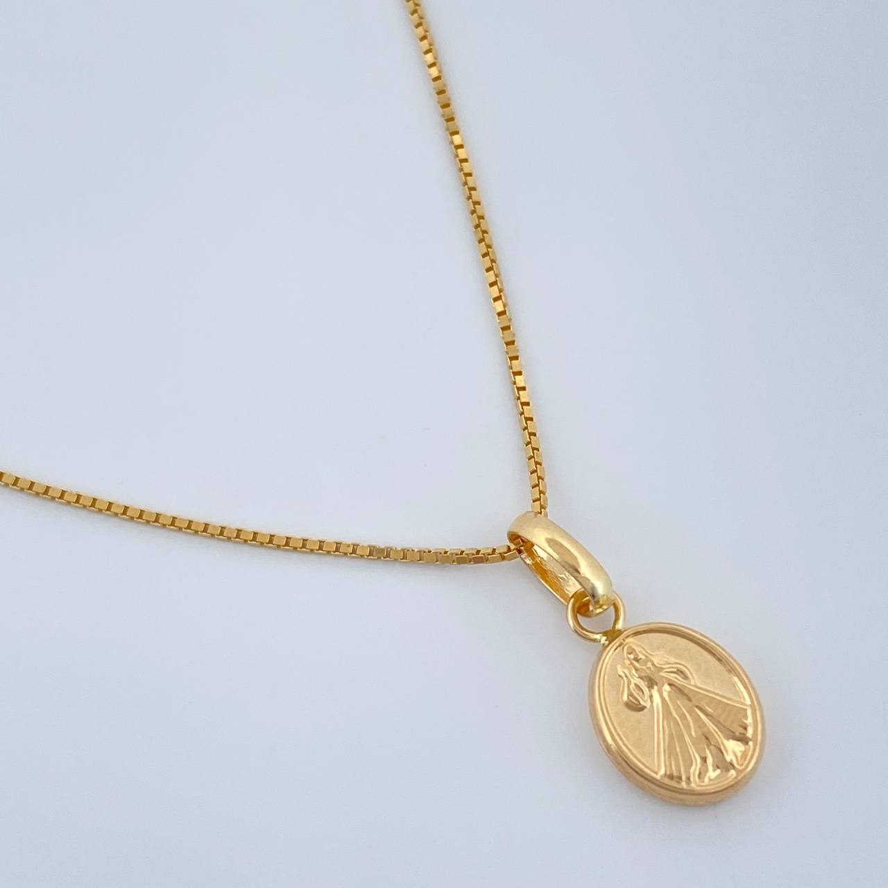Set Cadena y Dije Veneciana + Jesus Misericordia 2.1gr / 0.6mm Oro Amarillo 18K (Oferta) &