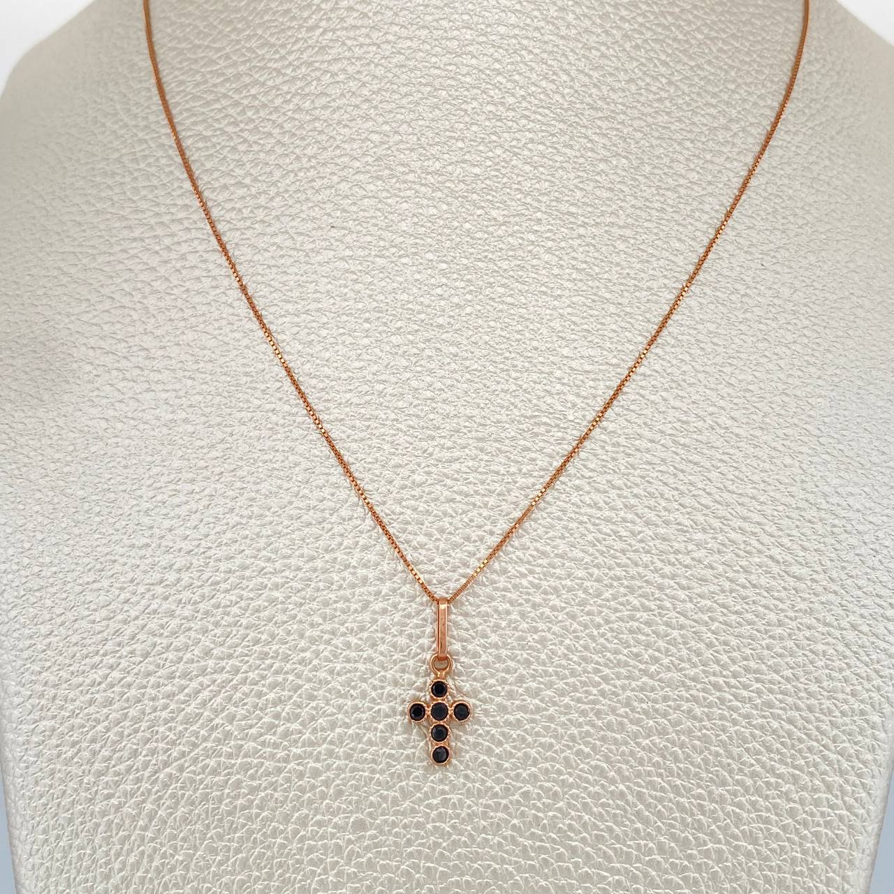 Set Cadena y Dije Veneciana + Cruz 1.7gr / 0.6mm Oro Rosa 18K (Oferta) &