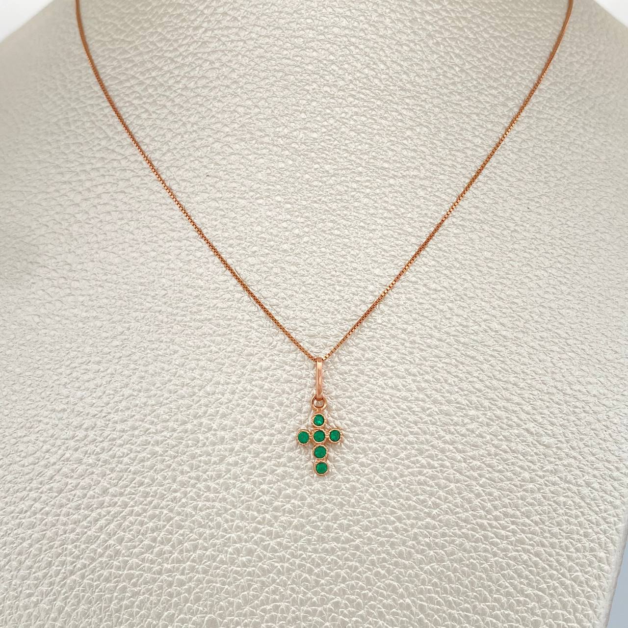 Set Cadena y Dije Veneciana + Cruz 1.8gr / 0.55mm Oro Rosa 18K (Oferta) &