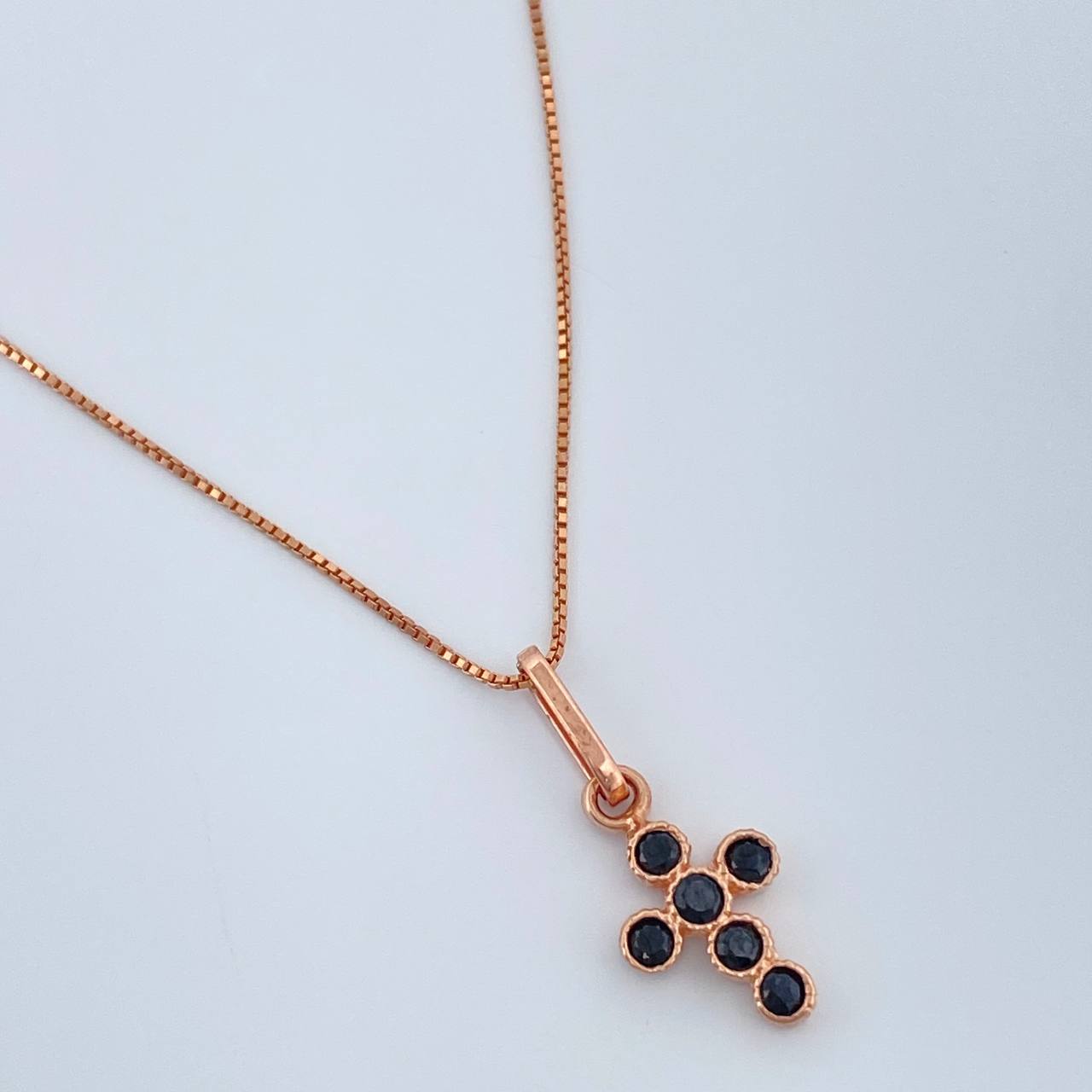 Set Cadena y Dije Veneciana + Cruz 1.7gr / 0.6mm Oro Rosa 18K (Oferta) &