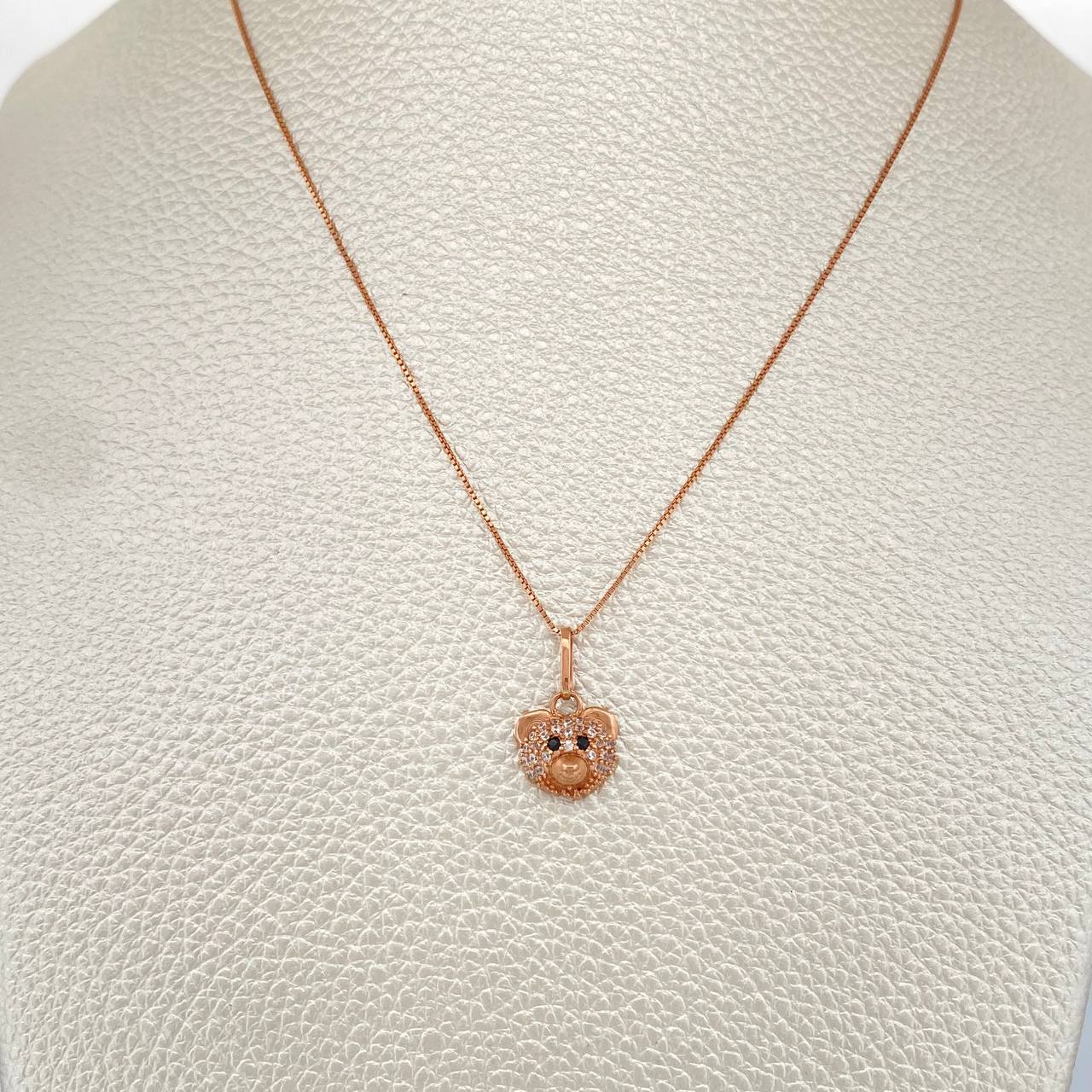 Set Cadena y Dije Veneciana + Oso 2.5gr / 0.6mm Oro Rosa 18K (Oferta) &