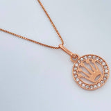 Set Cadena y Dije Veneciana + Corona  1.95gr / 0.6mm Oro Rosa 18K (Oferta) &
