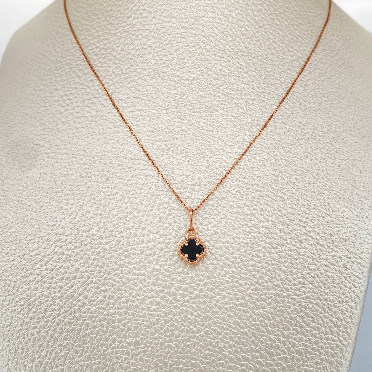Set Cadena y Dije Veneciana + Trebol 2.15gr / 0.65mm Oro Rosa 18K (Oferta) &