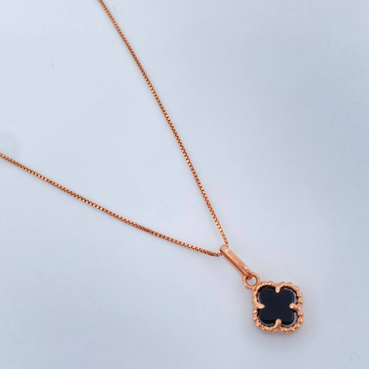 Set Cadena y Dije Veneciana + Trebol 1.9gr / 0.55mm Oro Rosa 18K (Oferta) &