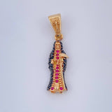 Dije Santa Muerte 2.7gr / 3cm / Dos Oros Negro Amarillo 18K &