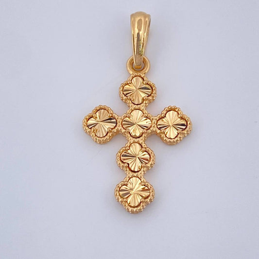 Dije Cruz Trebol 2.4gr / 3cm / Oro Amarillo 18K &