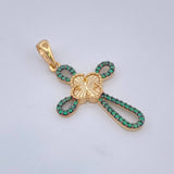 Dije Cruz Trebol 2gr / 3.5cm / Dos Oros Amarillo Negro 18K &