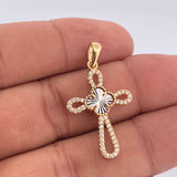 Dije Cruz Trebol 2.2gr / 3.3cm / Dos Oros Amarillo Blanco 18K &