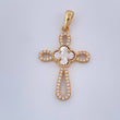 Dije Cruz Trebol 2.2gr / 3.3cm / Dos Oros Amarillo Blanco 18K &