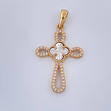 Dije Cruz Trebol 2.2gr / 3.3cm / Dos Oros Amarillo Blanco 18K &