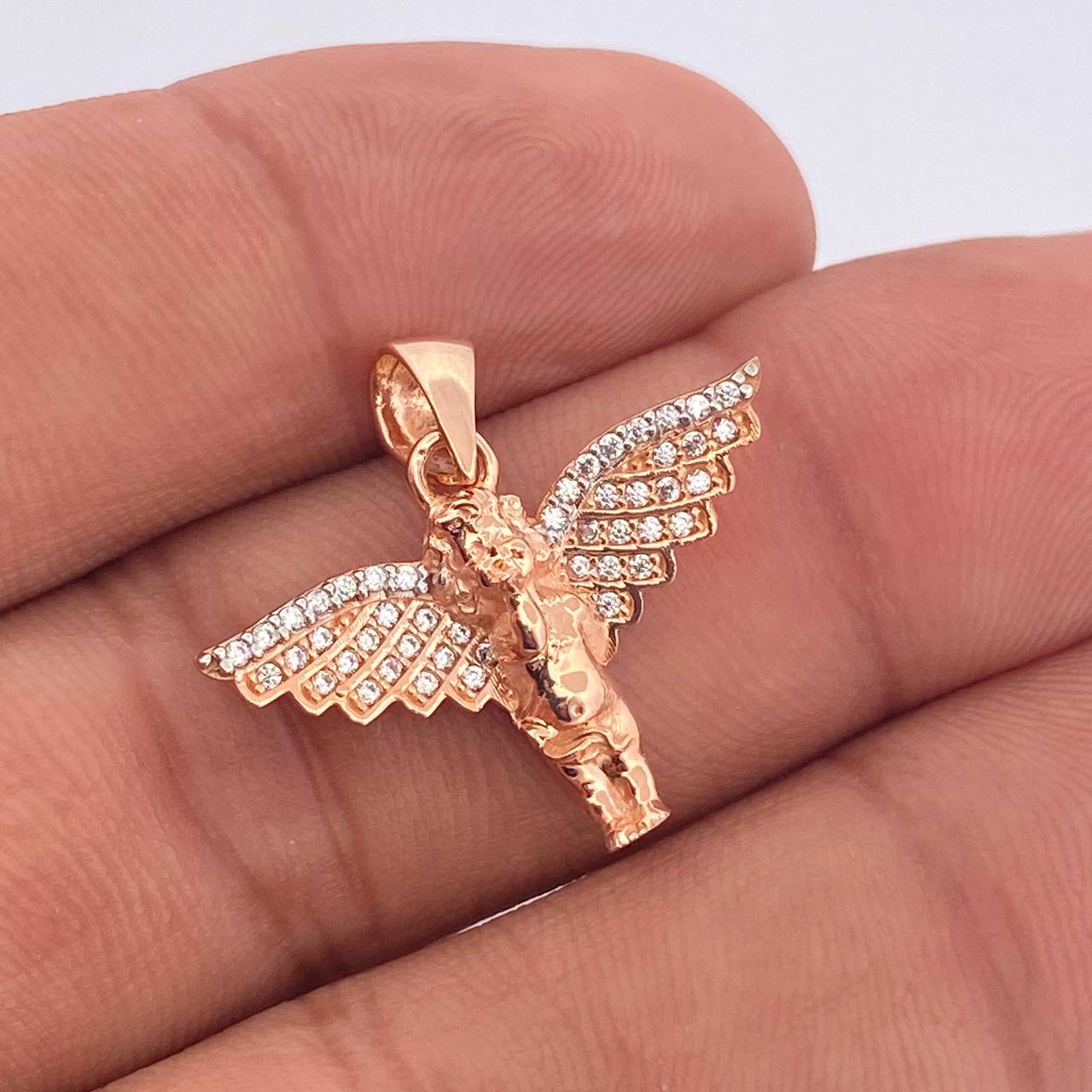 Dije Angel 2.8gr / 2.5cm / Dos Oros Rosa Blanco 18K &