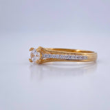 Anillo Solitario Puente 2.1gr / T7 1/4 / Dos Oros Amarillo Blanco 18K &